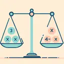 Create a visually appealing image of an abstract mathematical concept. The image should represent a balance scale. On one side of the scale, show three weights labellad as '3x', whilst on the other side, display one weight labelled as '4 - x'. The image should indicate the concept of equality without explicitly displaying any text. Please use pastel colors for the image components to add a soothing aesthetic.