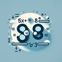 Create an image illustrating the abstract concept of a mathematical operation. It shows an algebraic equation '5x + 8 = 63' being solved. The main elements of the image are numerical expressions and an operation symbol representing subtraction. The chosen value for the subtraction operation is visually emphasized but no specific number is shown. The composition has a clean and minimalist aesthetic with a calming color palette.