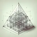 Generate an image of a transparent triangular prism with its structural details clearly visible. The prism should be in three-dimensional form, showcasing the facets, edges, and vertices. It should be positioned such that one can nicely identify the face (marked as number 1), edge (marked as number 2), and vertex (marked as number 3), but the markers should not be incorporated into the image to maintain a no-text rule. The background of the image should be light and neutral to provide a clear contrast against the prism.